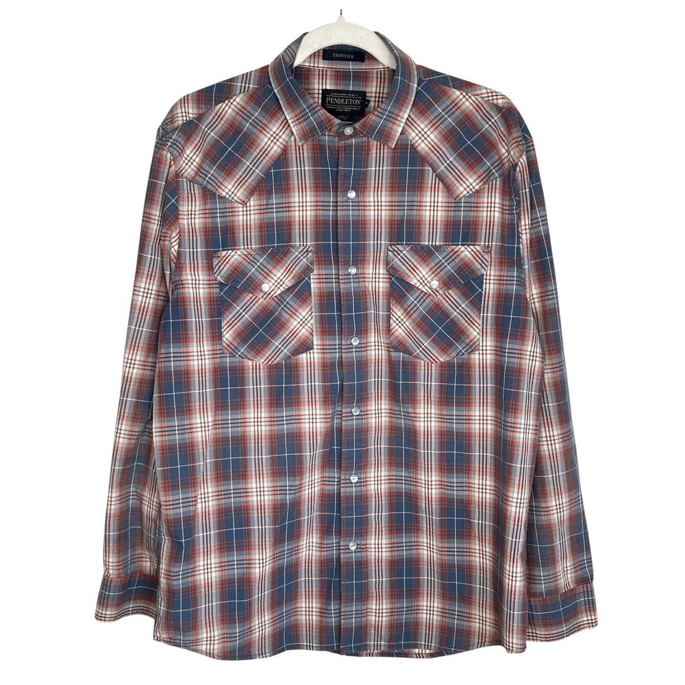 Pendleton Frontier‎ Plaid Pearl Snap Shirt Medium Western Long Sl Rodeo Workwear